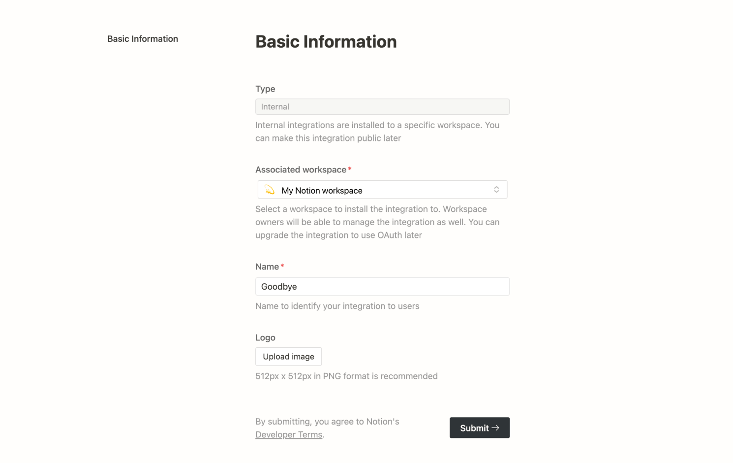 Set Name for integration